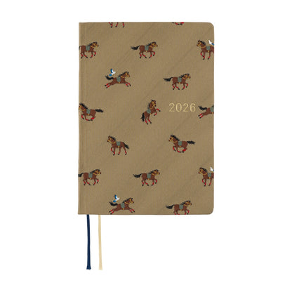 2026 Hobonichi Techo A6 HON / Bow & Tie: Galloping Horses《January Start | English | A6》
