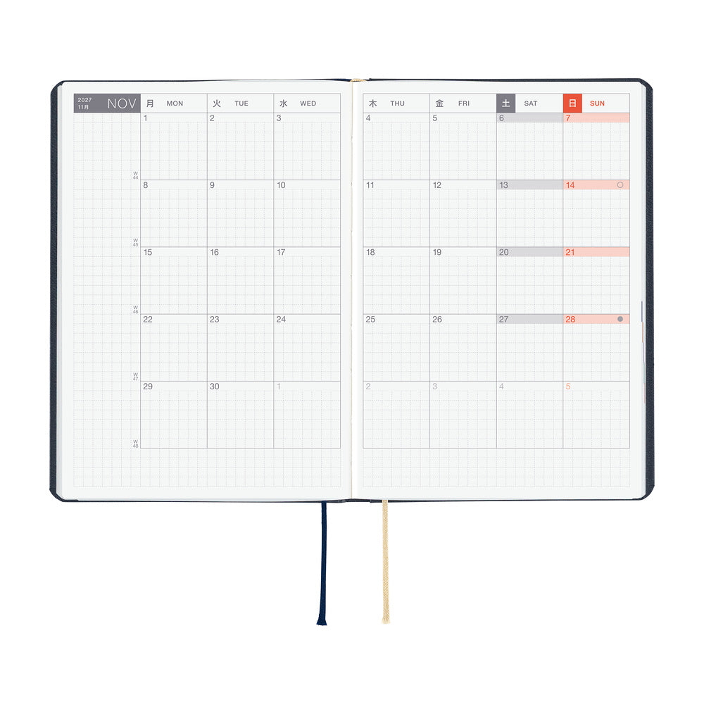 2027 Hobonichi HON Slash (Navy)《ENG/A6/Daily/Jan start/Mon start》