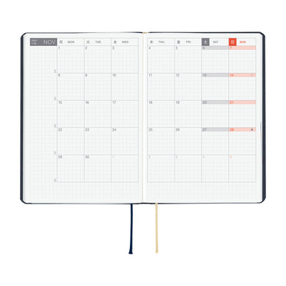 2027 Hobonichi HON Slash (Navy)《ENG/A6/Daily/Jan start/Mon start》