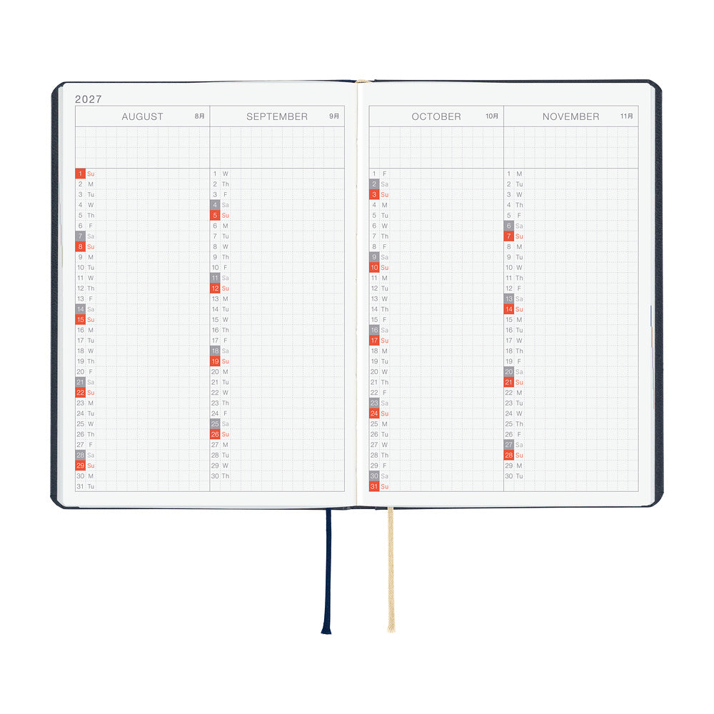 2027 Hobonichi HON Slash (Navy)《ENG/A6/Daily/Jan start/Mon start》