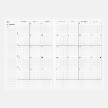 2027 Hobonichi Techo English Planner Book《A6 size/Daily/Jan start/Mon start》