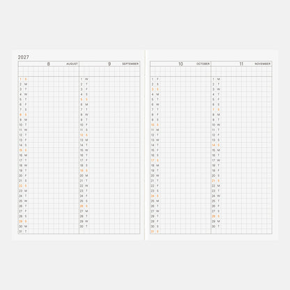 2027 Hobonichi Techo English Planner Book《A6 size/Daily/Jan start/Mon start》