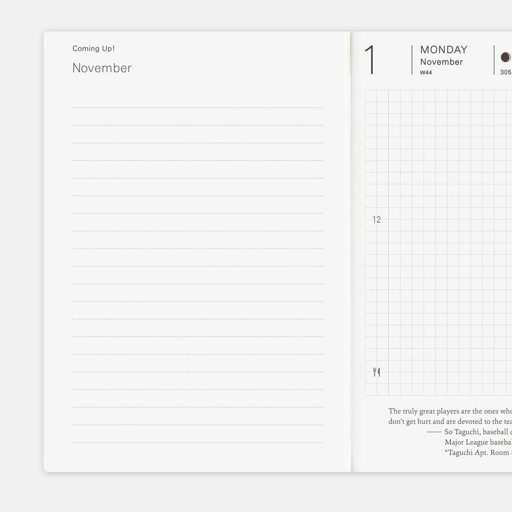 2027 Hobonichi Techo English Planner Book《A6 size/Daily/Jan start/Mon start》