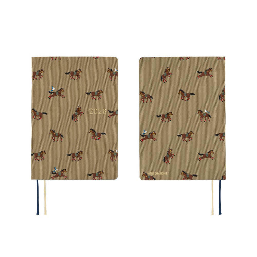 2026 Hobonichi Techo A6 HON / Bow & Tie: Galloping Horses《January Start | English | A6》