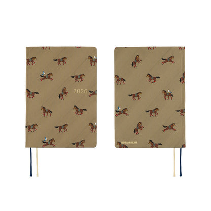 2026 Hobonichi Techo A6 HON / Bow & Tie: Galloping Horses《January Start | English | A6》