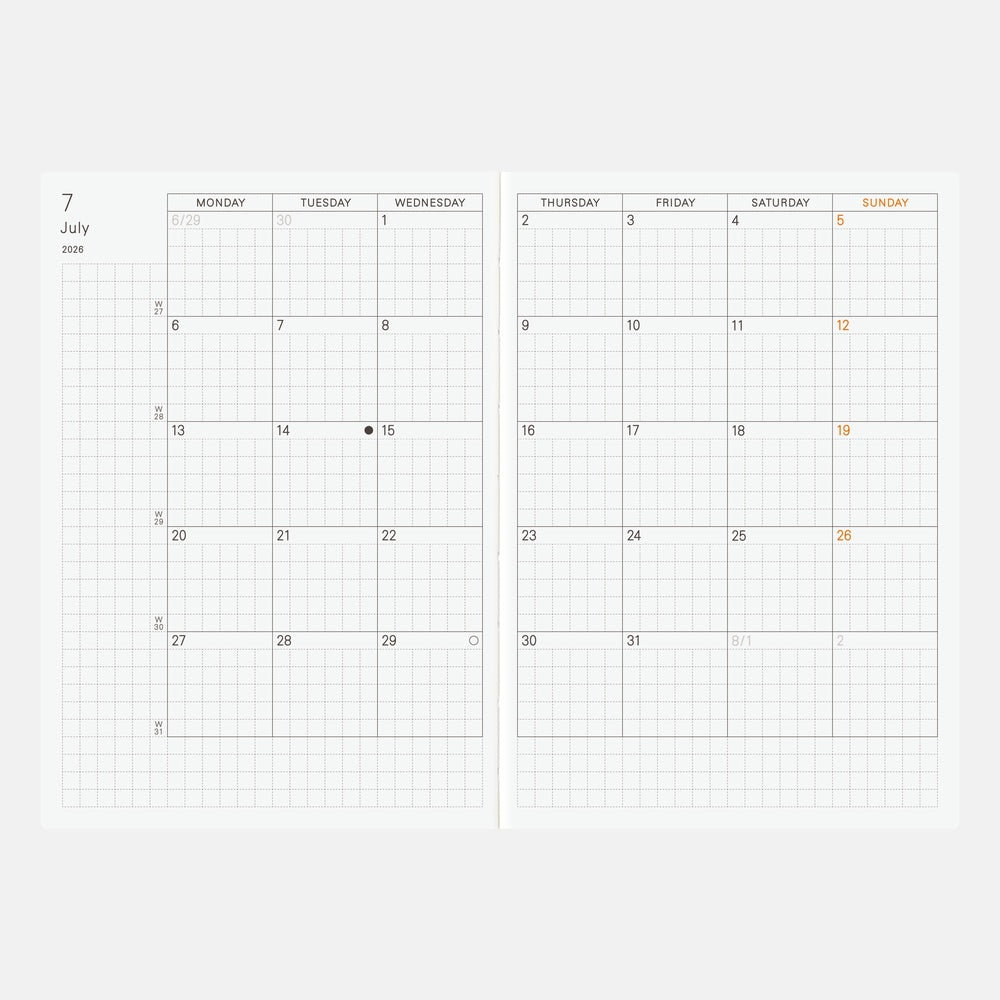 2026 Hobonichi Techo English Planner Book《January Start | English | A6》