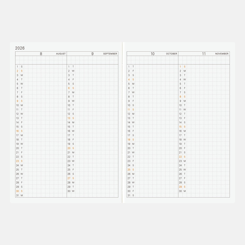 2026 Hobonichi Techo English Planner Book《January Start | English | A6》