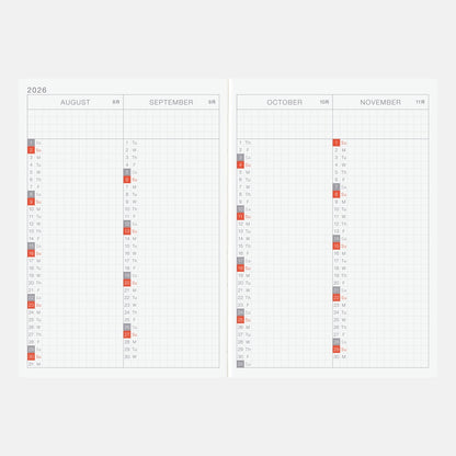 2026 Hobonichi Techo English Original Book《January Start | English | A6》