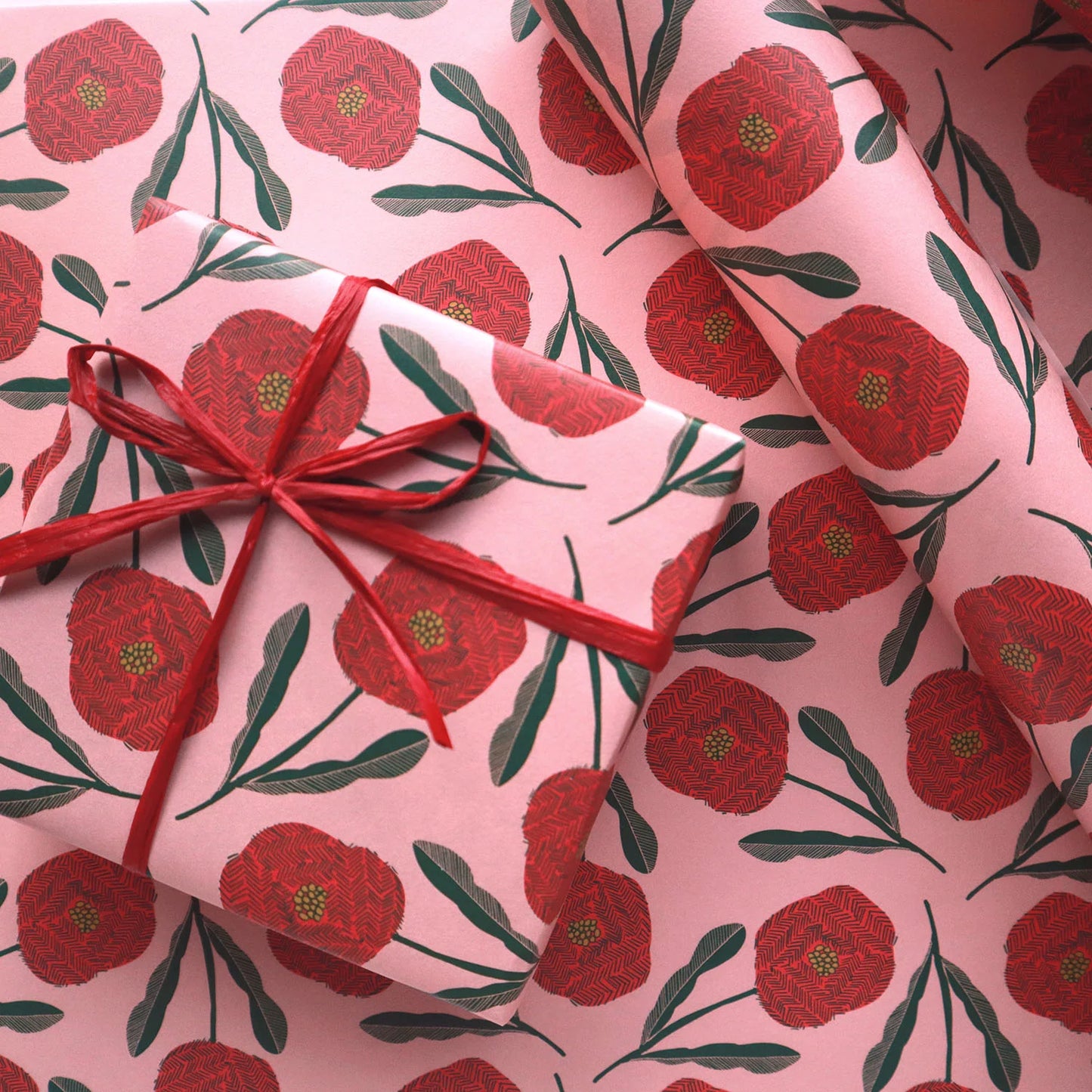 Pink Blooms Wrapping Paper · Regaro Papiro
