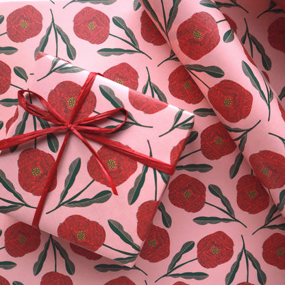 Pink Blooms Wrapping Paper · Regaro Papiro