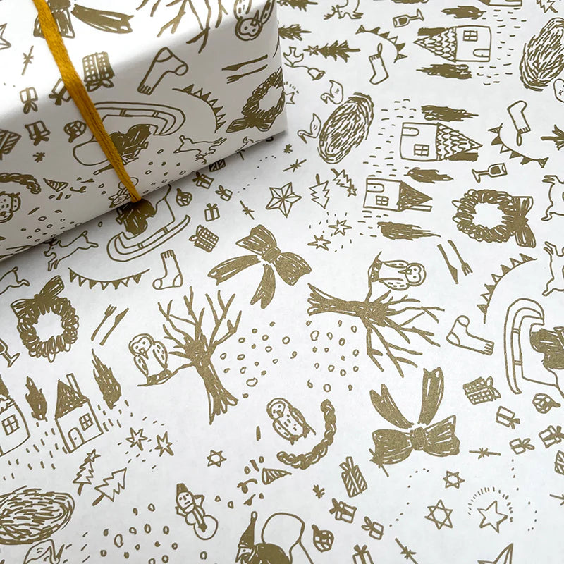 Holiday's Gold Forest Wrapping Paper · Regaro Papiro