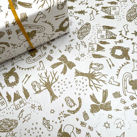 Holiday's Gold Forest Wrapping Paper · Regaro Papiro