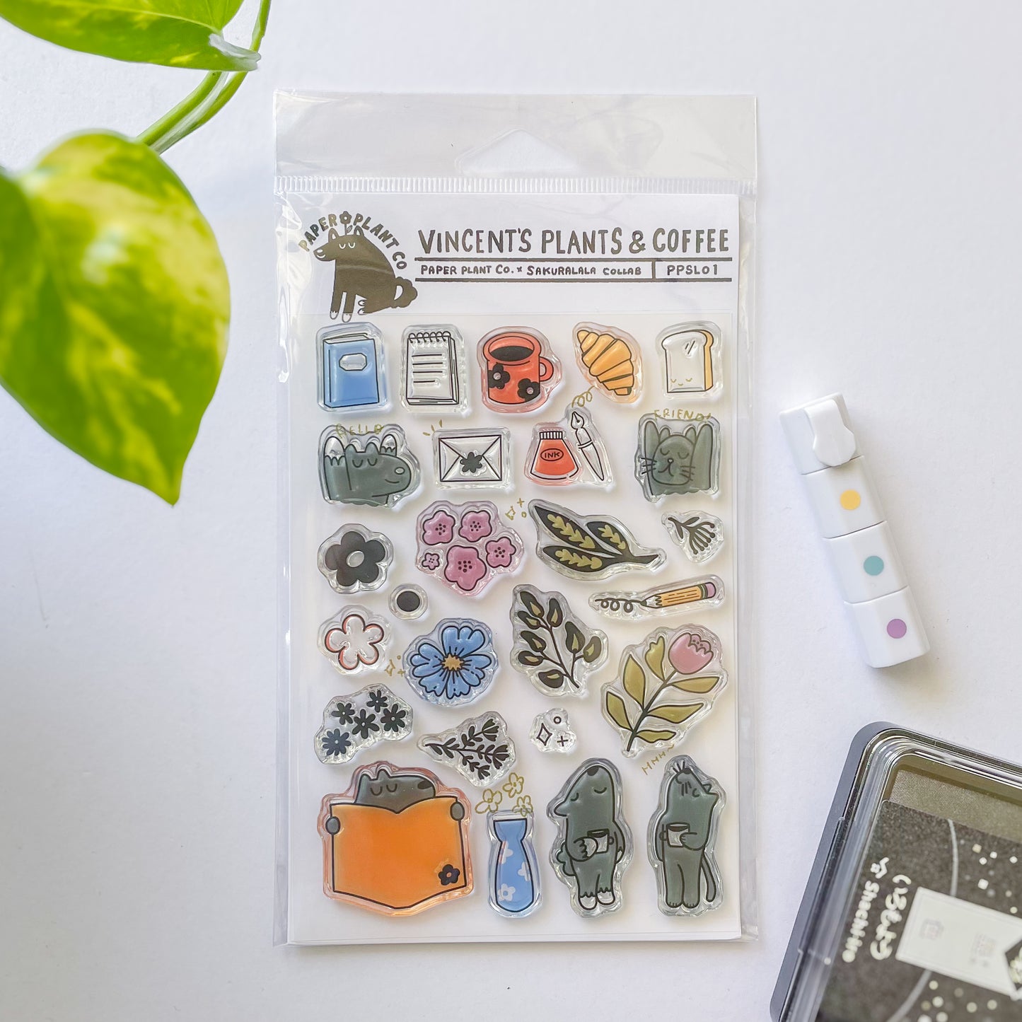 Vincent's Plants & Coffee Clear Stamps · Paper Plant Co x Sakuralala