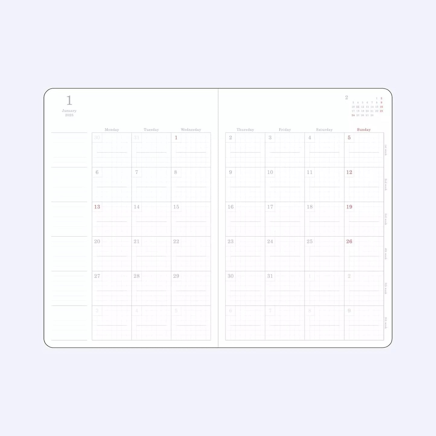 2025 Stalogy A5 Slim Black Monthly Diary