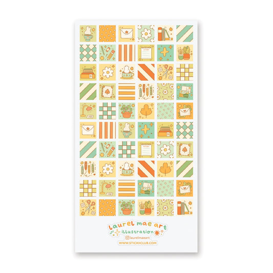 Cozy Desk Patchwork Sticker Sheet · STICKII