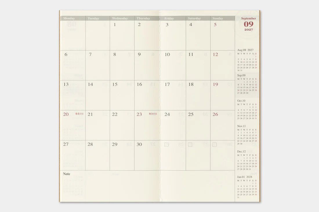2027 TRAVELER'S Diary Monthly (Regular Size)