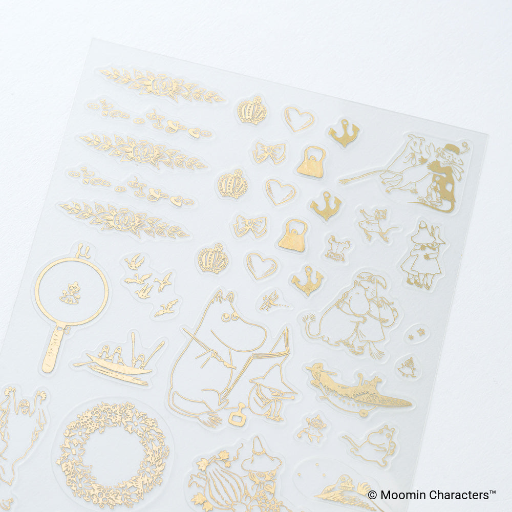 Moomin Foil-Stamped Clear Stickers (Adventure Log) · Hobonichi