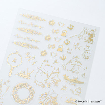 Moomin Foil-Stamped Clear Stickers (Adventure Log) · Hobonichi