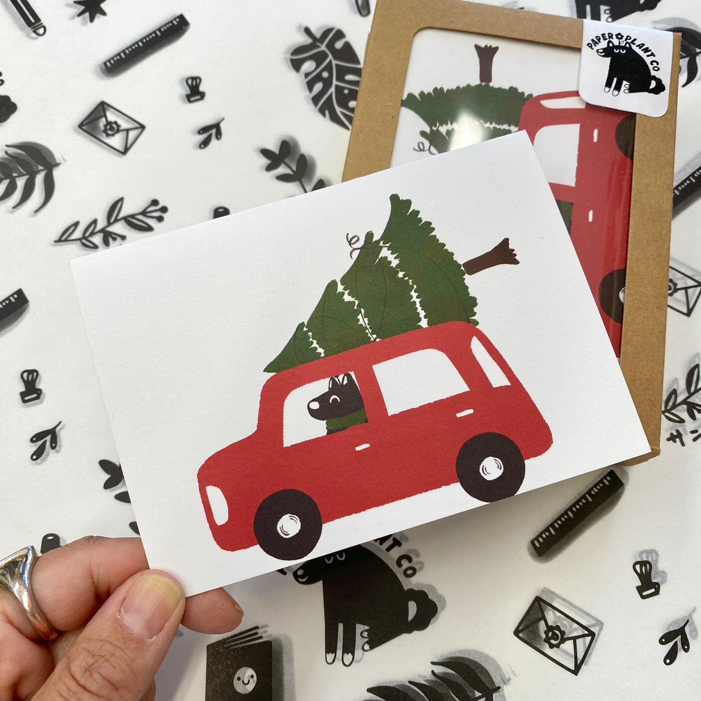 Holiday Tree on Car Card Set of 6 - Holiday Cards