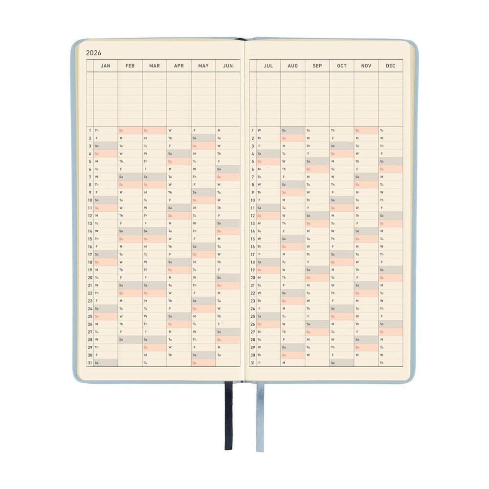 2026 Hobonichi English Weeks / Leather: Snow Blue 《January Start | English》