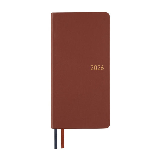 2026 Hobonichi English Weeks / Leather: Wine Brown《January Start | English》
