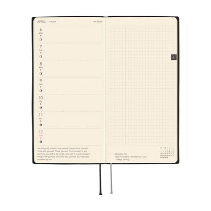 2026 Hobonichi English Weeks / White Line: Black《January Start | English》
