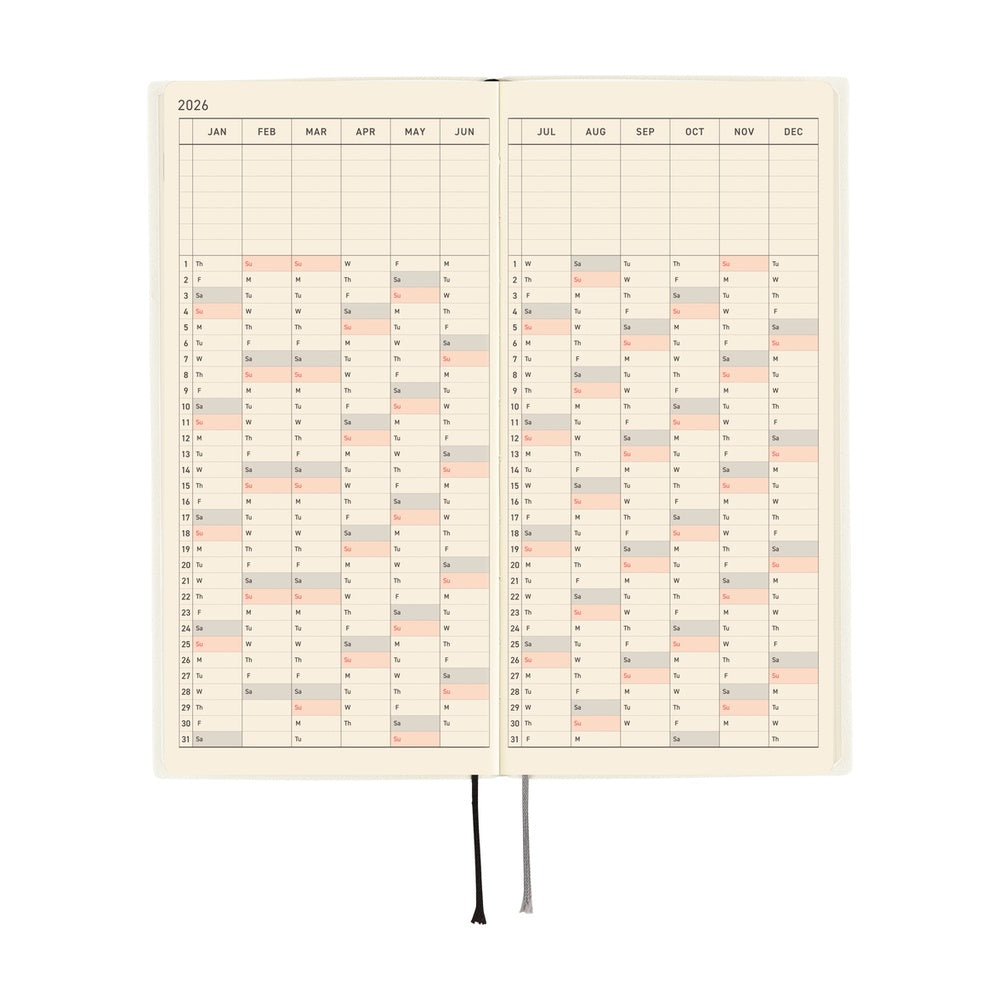 2026 Hobonichi English Weeks / White Line: Ivory《January Start | English》