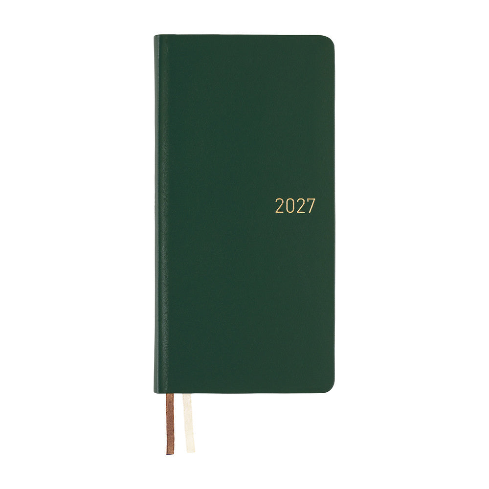 2027 Hobonichi Weeks Leather: Forest Green《ENG/Tall & Slim/Jan start》