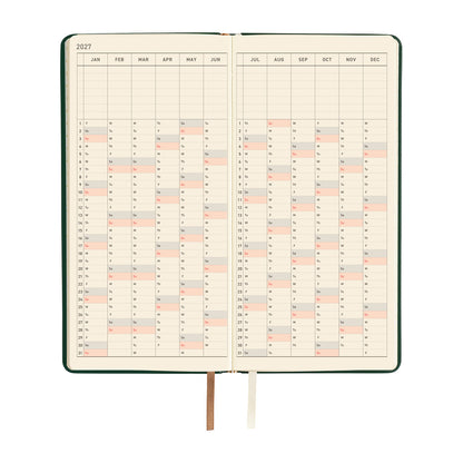2027 Hobonichi Weeks Leather: Forest Green《ENG/Tall & Slim/Jan start》