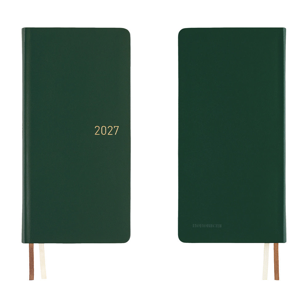 2027 Hobonichi Weeks Leather: Forest Green《ENG/Tall & Slim/Jan start》