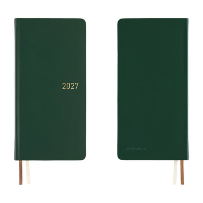 2027 Hobonichi Weeks Leather: Forest Green《ENG/Tall & Slim/Jan start》
