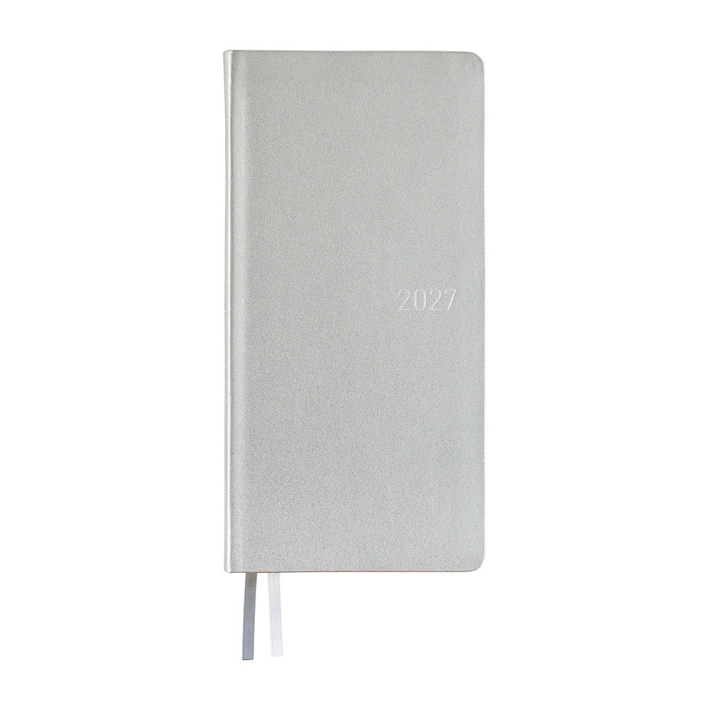 2027 Hobonichi Weeks Leather: Noble Silver《ENG/Tall & Slim/Jan start》
