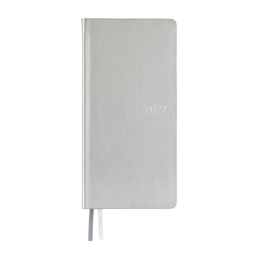 2027 Hobonichi Weeks Leather: Noble Silver《ENG/Tall & Slim/Jan start》