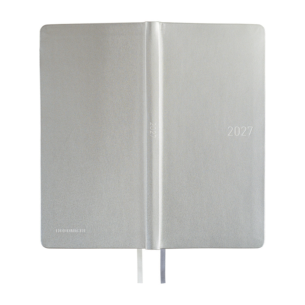 2027 Hobonichi Weeks Leather: Noble Silver《ENG/Tall & Slim/Jan start》