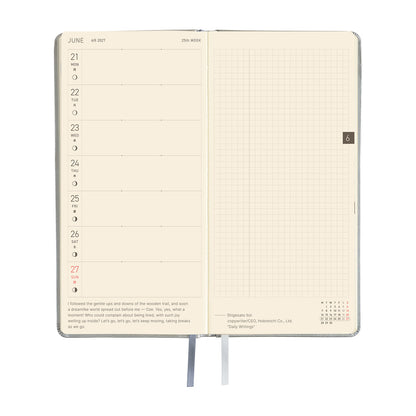2027 Hobonichi Weeks Leather: Noble Silver《ENG/Tall & Slim/Jan start》