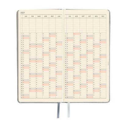 2027 Hobonichi Weeks Leather: Noble Silver《ENG/Tall & Slim/Jan start》
