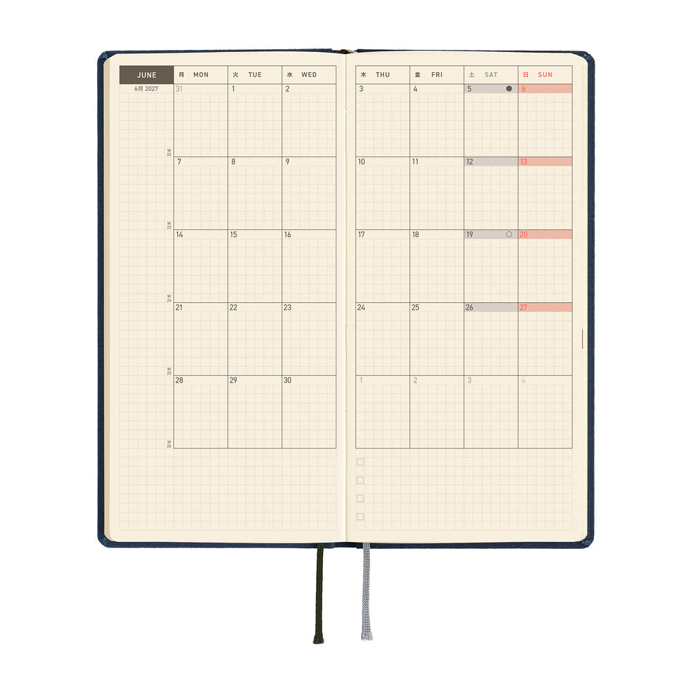 2027 Hobonichi Weeks Colors: Midnight Blue《ENG/Tall & Slim/Jan start》