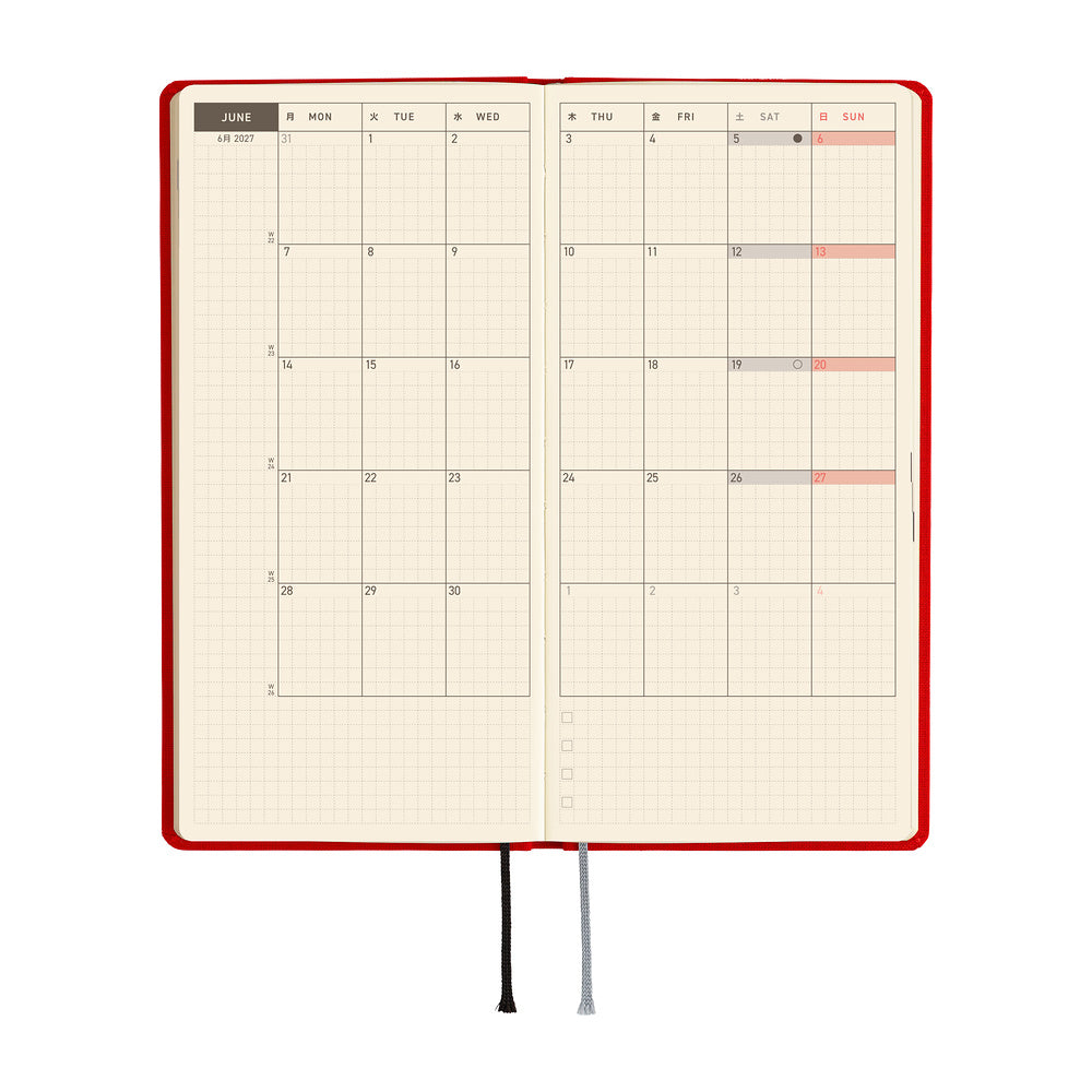 2027 Hobonichi Weeks Colors: Poppy Red《ENG/Tall & Slim/Jan start》