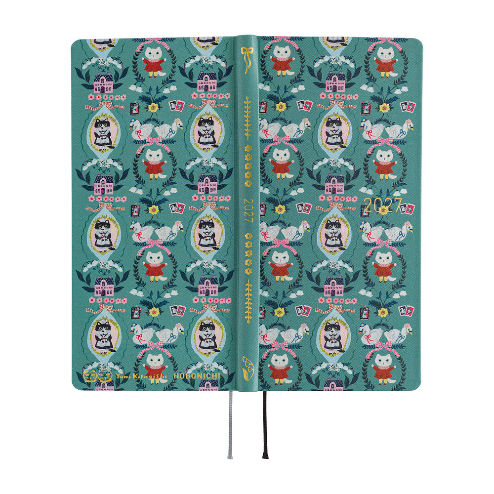 2027 Hobonichi Weeks Yumi Kitagishi: White Cat Wallpaper《ENG/Tall & Slim/Jan start》