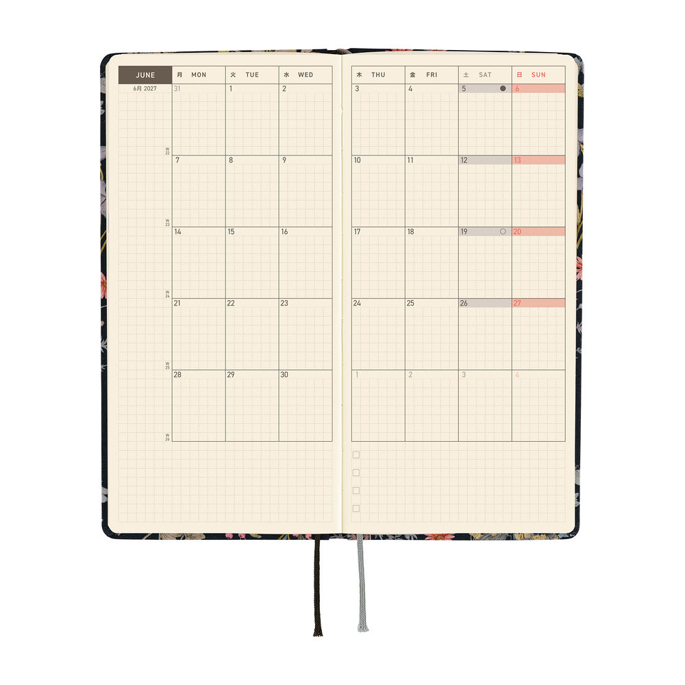 2027 Hobonichi Weeks Liberty Fabrics: Floral Remedy《ENG/Tall & Slim/Jan start》