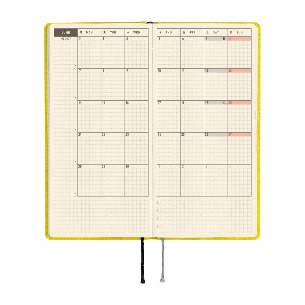 2027 Hobonichi Weeks MEGA Colors: Canaria Yellow《ENG/Tall & Slim/MEGA/Jan start》