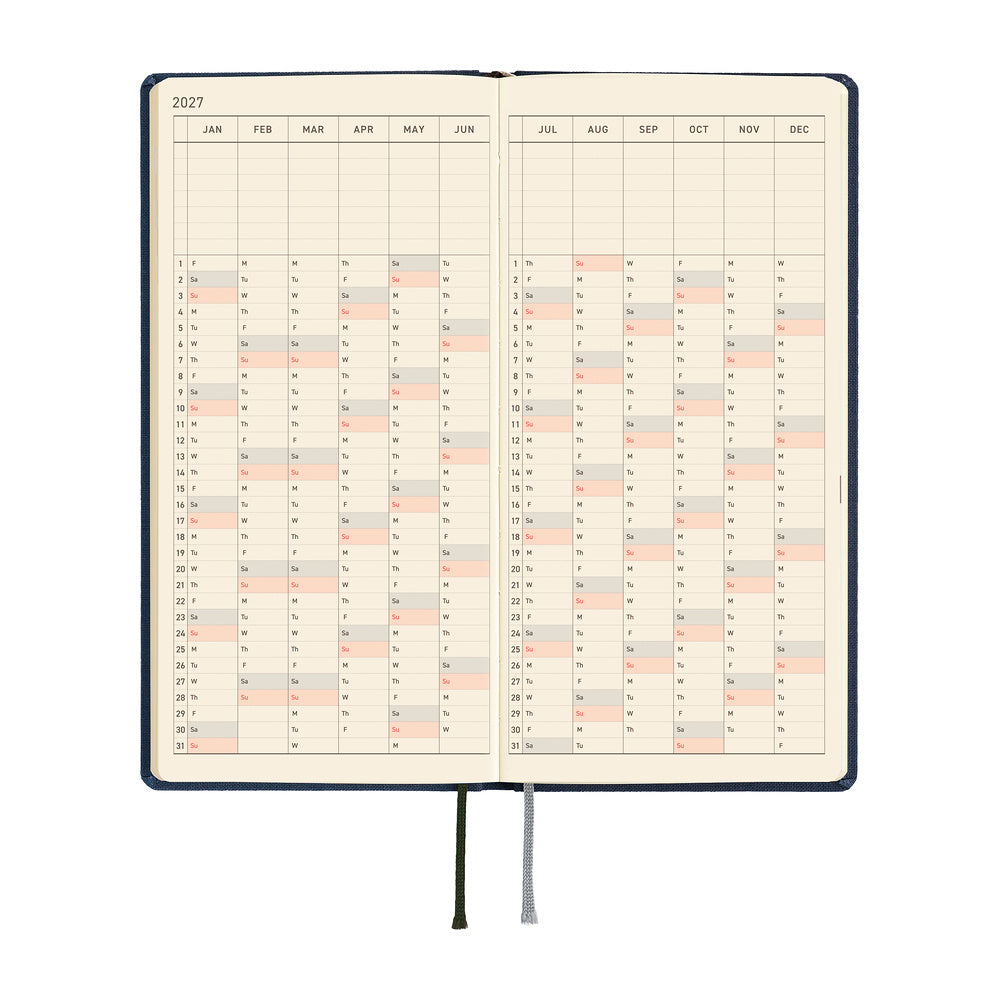 2027 Hobonichi Weeks MEGA Colors: Midnight Blue《ENG/Tall & Slim/MEGA/Jan start》