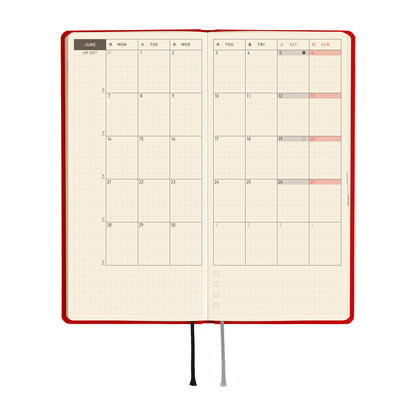 2027 Hobonichi Weeks MEGA Colors: Poppy Red《ENG/Tall & Slim/MEGA/Jan start》
