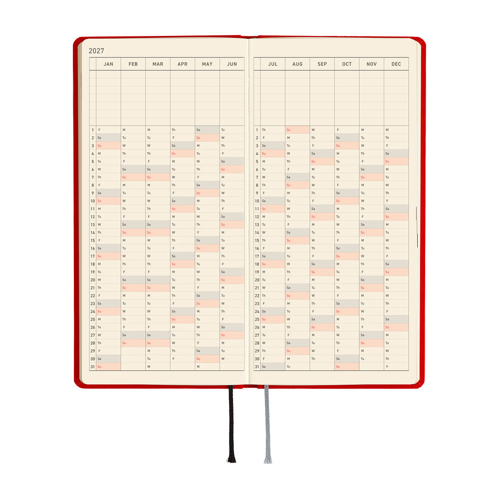2027 Hobonichi Weeks MEGA Colors: Poppy Red《ENG/Tall & Slim/MEGA/Jan start》