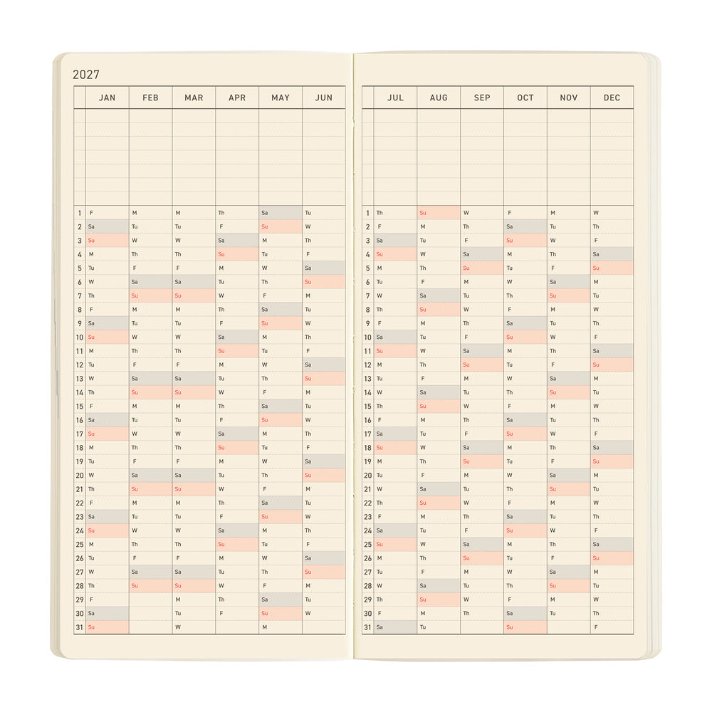 2027 Hobonichi Weeks MEGA Sneaker: Mandarin Orange《ENG/Tall & Slim/MEGA/Jan start》