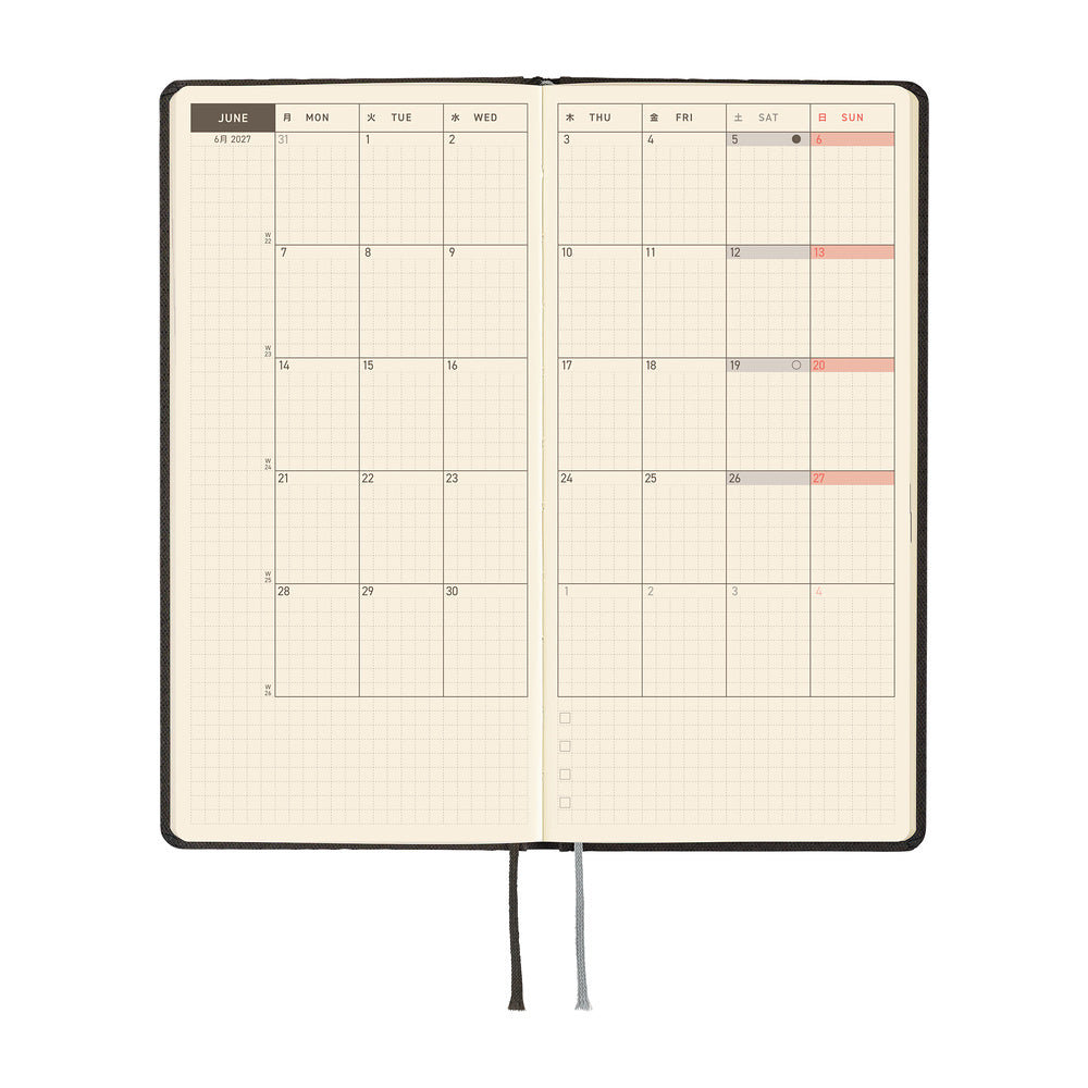 2027 Hobonichi Weeks Paper Series: Black Argyle《ENG/Tall & Slim/Jan start》