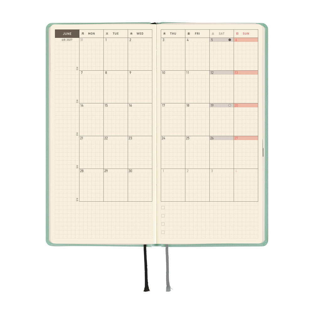 2027 Hobonichi Weeks Paper Series: Frosty Jade《ENG/Tall & Slim/Jan start》