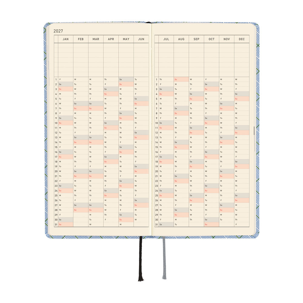 2027 Hobonichi Weeks Shirt Fabric: Graph Plaid《ENG/Tall & Slim/Jan start》