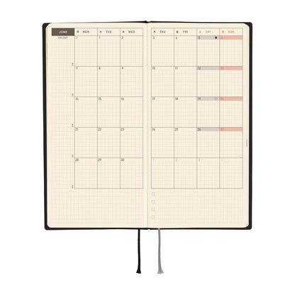 2027 Hobonichi Weeks White Line: Black《ENG/Tall & Slim/Jan start》