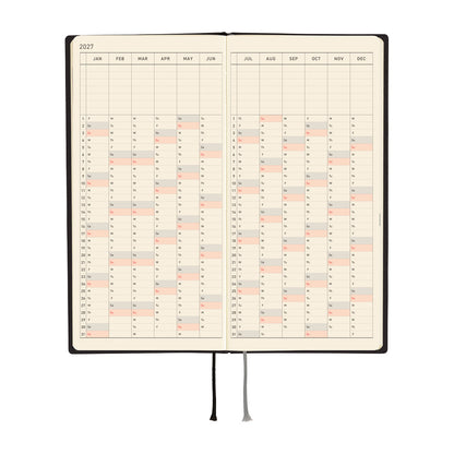 2027 Hobonichi Weeks White Line: Black《ENG/Tall & Slim/Jan start》